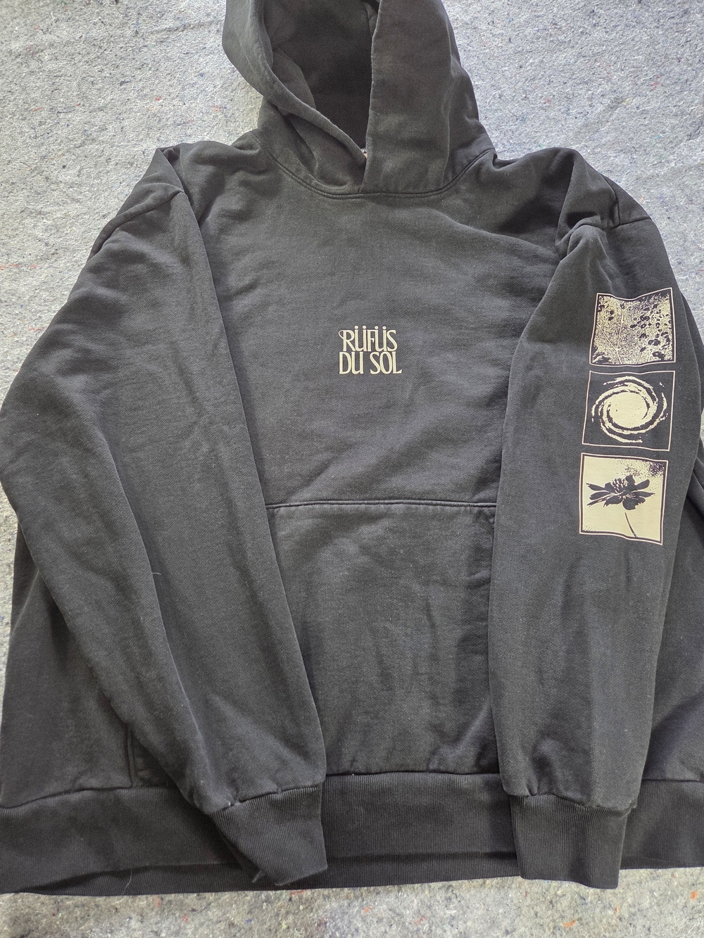 RÜFÜS DU SOL Tour Hoodie Mens XL Black City Map Graphic Concert Pullover